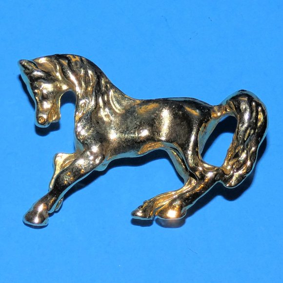 Jewelry Vintage Galloping Horse Brooch Pin Stallion Equestrian Cowboy Western Gold Tone Poshmark